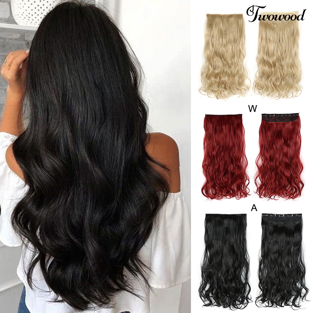 Twowood Wig Piece Tidak Jatuh Halus Lembut Berbulu Meningkatkan Volume Rambut Alami 5klip Panjang Riak Air Suhu Tinggi Kawat Wig Klip Modelling Supply