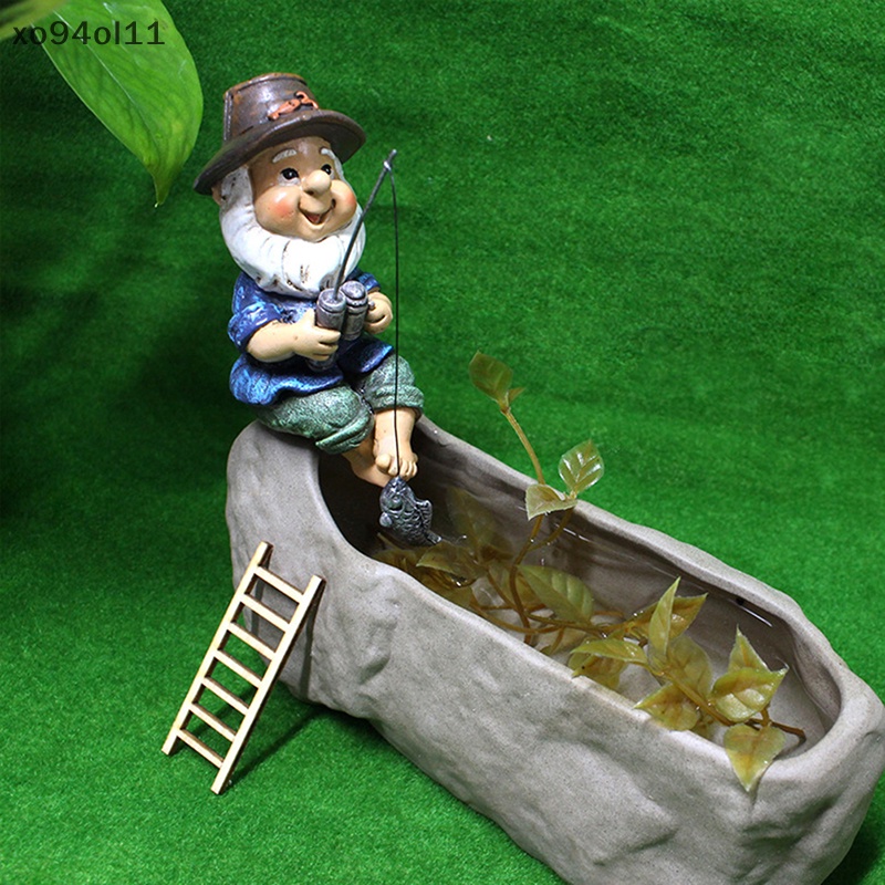 Xo Patung Resin Taman Gnome Mini Outdoor Gnome Ornamen Rumput Lucu Gnome OL