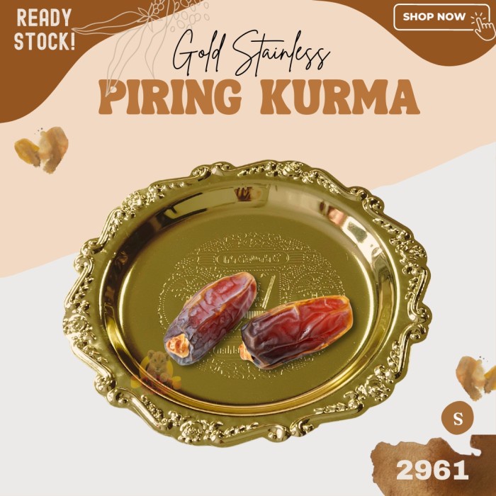 Piring Buah kurma Stainless Emas kue permen Gold Small classic 15cm