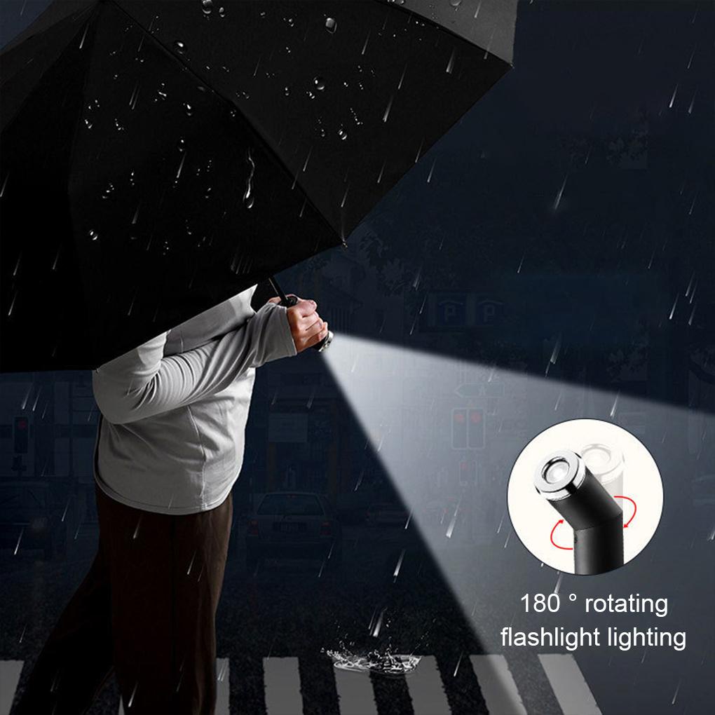 Payung Lipat Dengan Senter LED Garis Reflektif Tahan Angin Payung UV Parasol Waterproof Sunproof Pelindung Matahari Sun Rain Day
