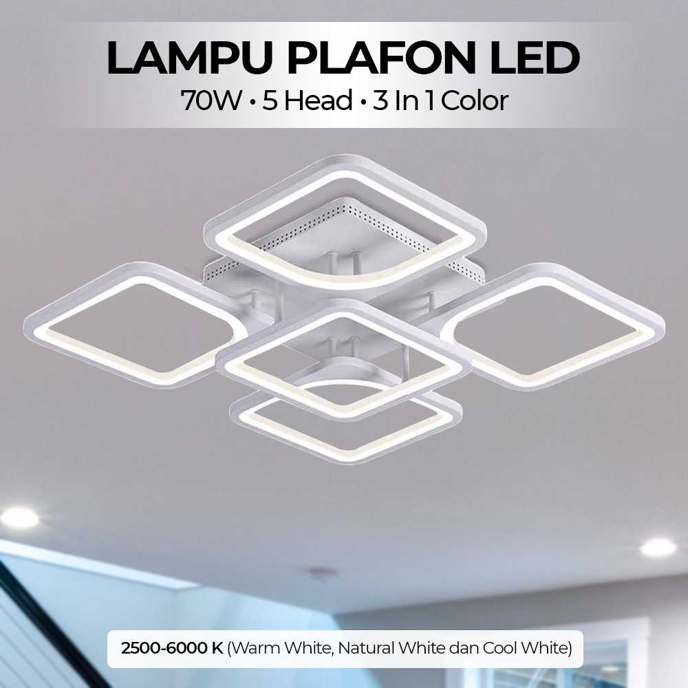 IRALAN Lampu Plafon LED Chandelier Dimmable 70W 5 Head 3 In 1 Color - 8626