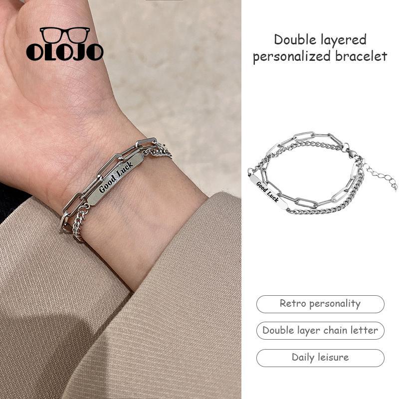 [Olojogrosirfashionable Personalized Gelang Pria Wanita Ins Style Bracelet Tidak Luntur Gelang Mahasiswa