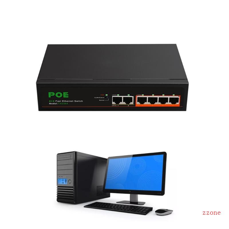 Zzz DIEWU 4100m+2-port Uplink POE Power Supply Switch Built-in Power 6-port POE Splitter Switcher Box Untuk Pantau