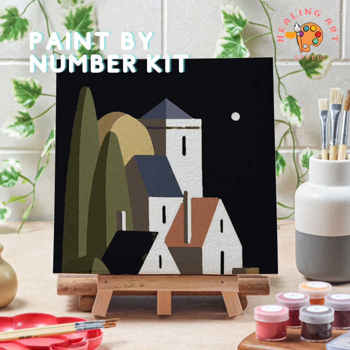 

Paint by number lukisan bangunan city versi 2 canvas 20x20 cm - city08, 15x15cm