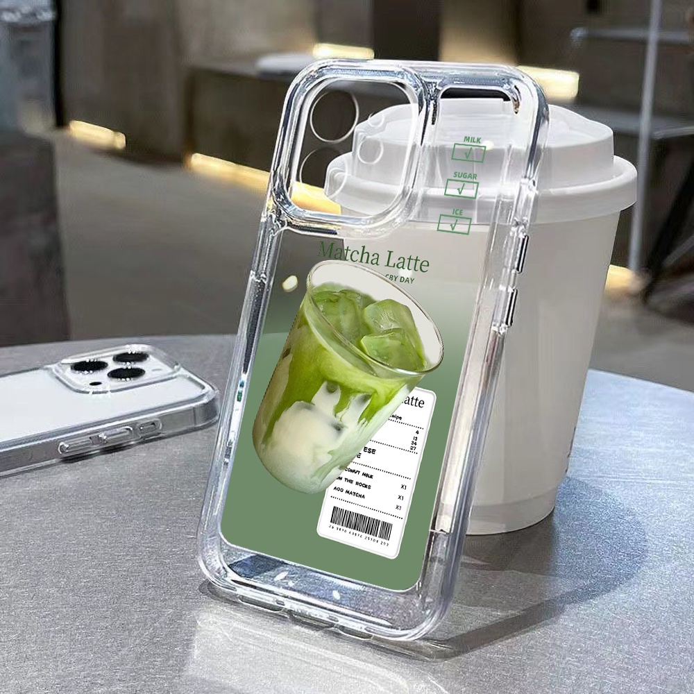 Matcha Latte Case Untuk Oppo Realme C21 C21Y C11 C2 C20 C25Y C11 C15 C30 C31 C35 C55 10 Pro 9i 9Pro Q5i V23 V11 Reno8 7 6 6Pro 5G 4SE Find X5 X5Pro Akrilik Ruang TPU Penutup Belakang