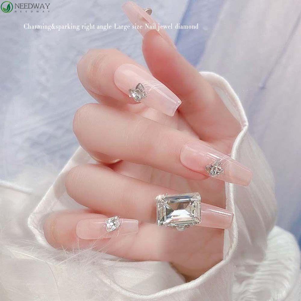 Needway Kuku Rhinestones Nail Charms Permen Kubus Berbentuk K9 Diprofilkan Bor Manicure Aksesoris Jepang Nail Art Perhiasan Kuku