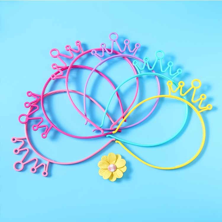 SS Bando Korea Lucu Desain Mahkota Bahan Plastik Anti Slip Gaya Korea Headband Crown Warna Warni Bandana Glossy Aksesories Rambut Wanita Murah