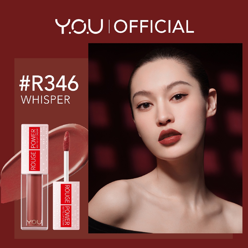 YOU Rouge Power Matte Lip Cream Lipstik | Matte Finish | Tahan Lama | Nourishing with Manuka Honey | Kosmetik VITAMINKU