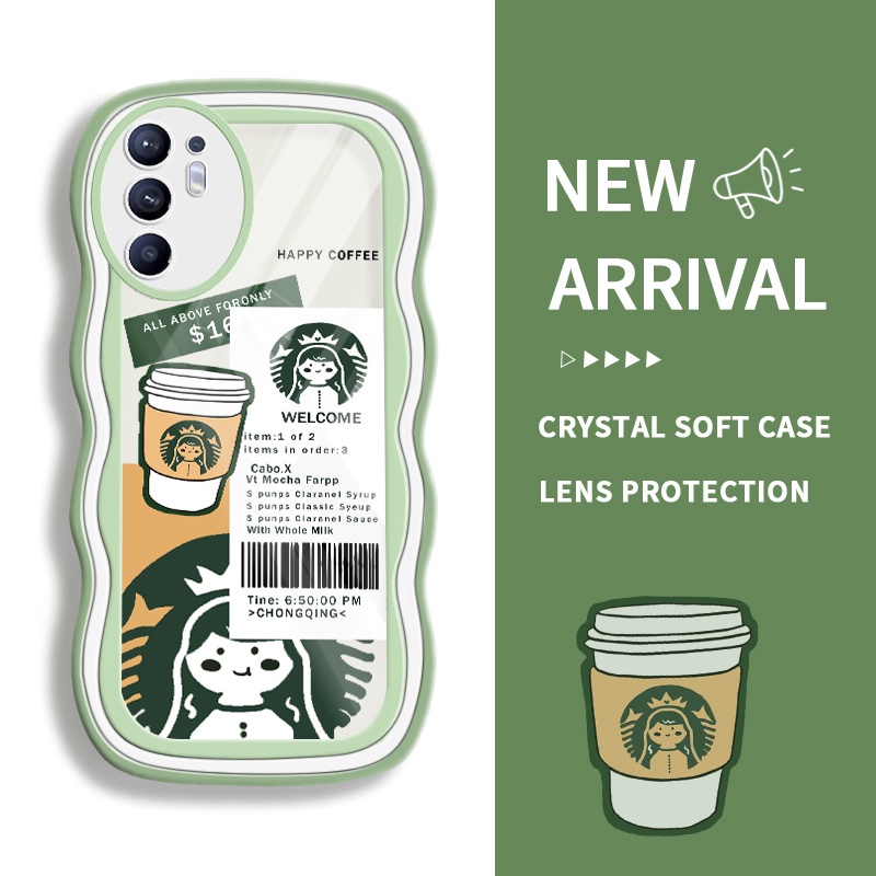 JSAYU Casing For Oppo Reno6 Reno3 4G Reno4 Reno5 5k Reno8 F15 A91 Find X3 Lite Case hp Starbucks Gir