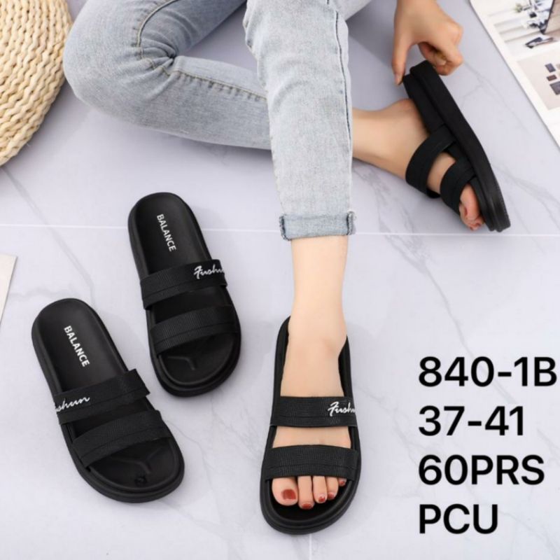 jelly  Balance Sandal Selop Motif Ban 2 Karet Wanita Empuk Elastis Impor Sendal Semi Wedges Slop Dua