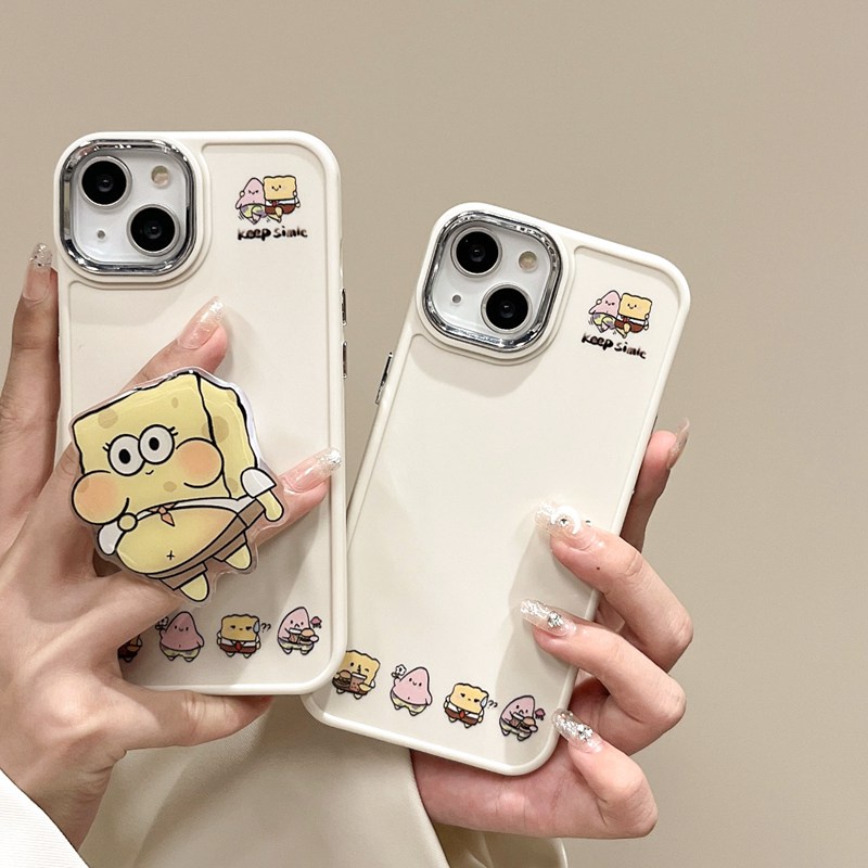 All New Metal Camera Skin Silicone Soft Case IPhone 11 12 13 14 Pro Max Women's Fashion Gift Cute Cartoon Phone Case Funny SpongeBob