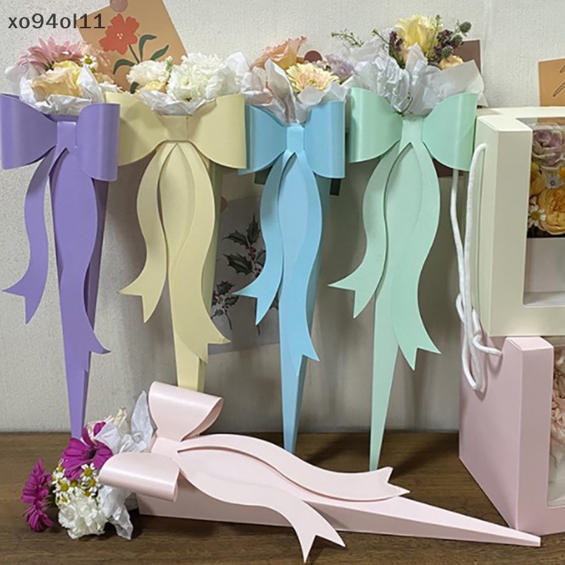 Xo Bow Shaped Rose Flower Box Bow Single Bouquet Packing Kotak Hadiah Untuk Pernikahan OL