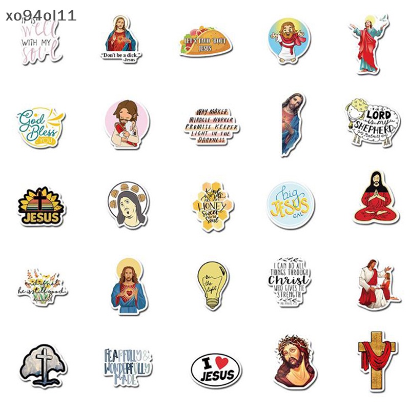 Xo 50Pcs Yesus Kristen Kartun Graffiti Laptop Stiker Decal OL