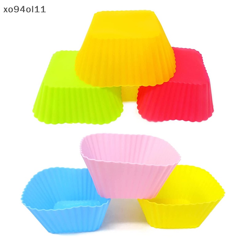 Xo 1/6PCS Cetakan Cupcake Silikon Berbentuk Persegi Muffin Dapur Baking Pastry Tools OL