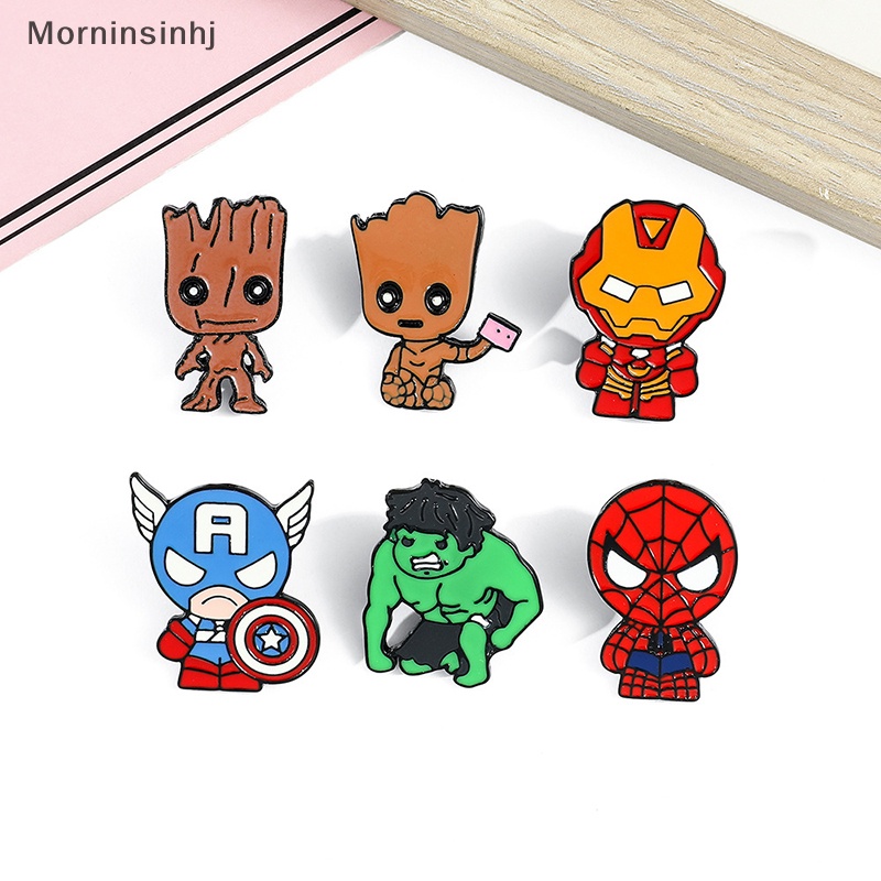 Mornin Disney Movie Avengers Iron Man Scarlet Witch Button Bros Superhero Captain America Enamel Kerah Pin Groot Spiderman Badge id