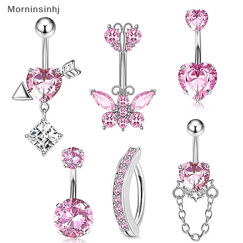 Mornin Stainless Steel Butterfly Belly Button Ring Kualitas Tinggi Pink Berlian Imitasi Cinta Pusar Cincin Untuk Wanita Tubuh Sexy Dekorasi id