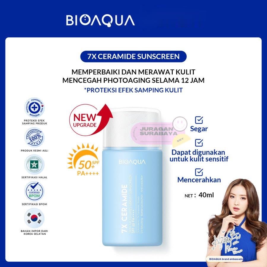 BIOAQUA 7X Ceramide Serum Sunscreen SPF 50 PA ++++ Sunscreen Gel Sunblock Wajah 12H Sun Protection 0