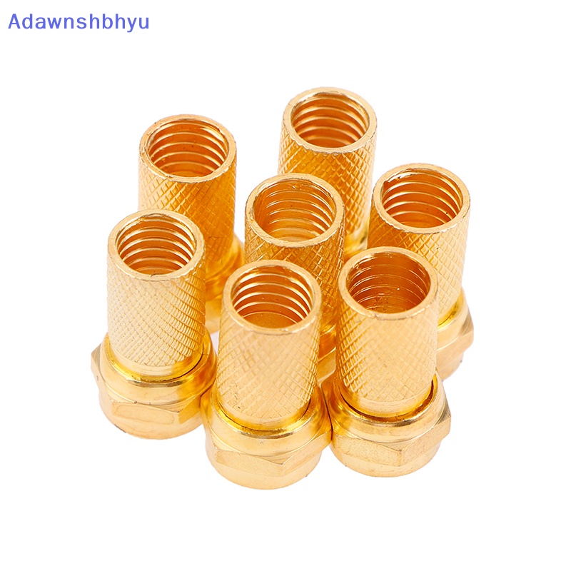 Adhyu 10Pcs Colokan Konektor Kabel Coaxial Tipe Twist on RG6 F Brass Connector Copper ID