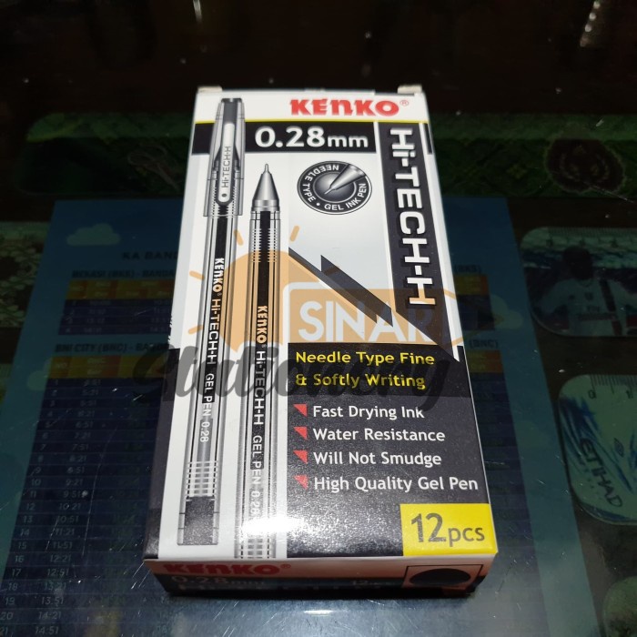 

Pulpen hitech kenko 0.28 hitam 1pak isi 12pc