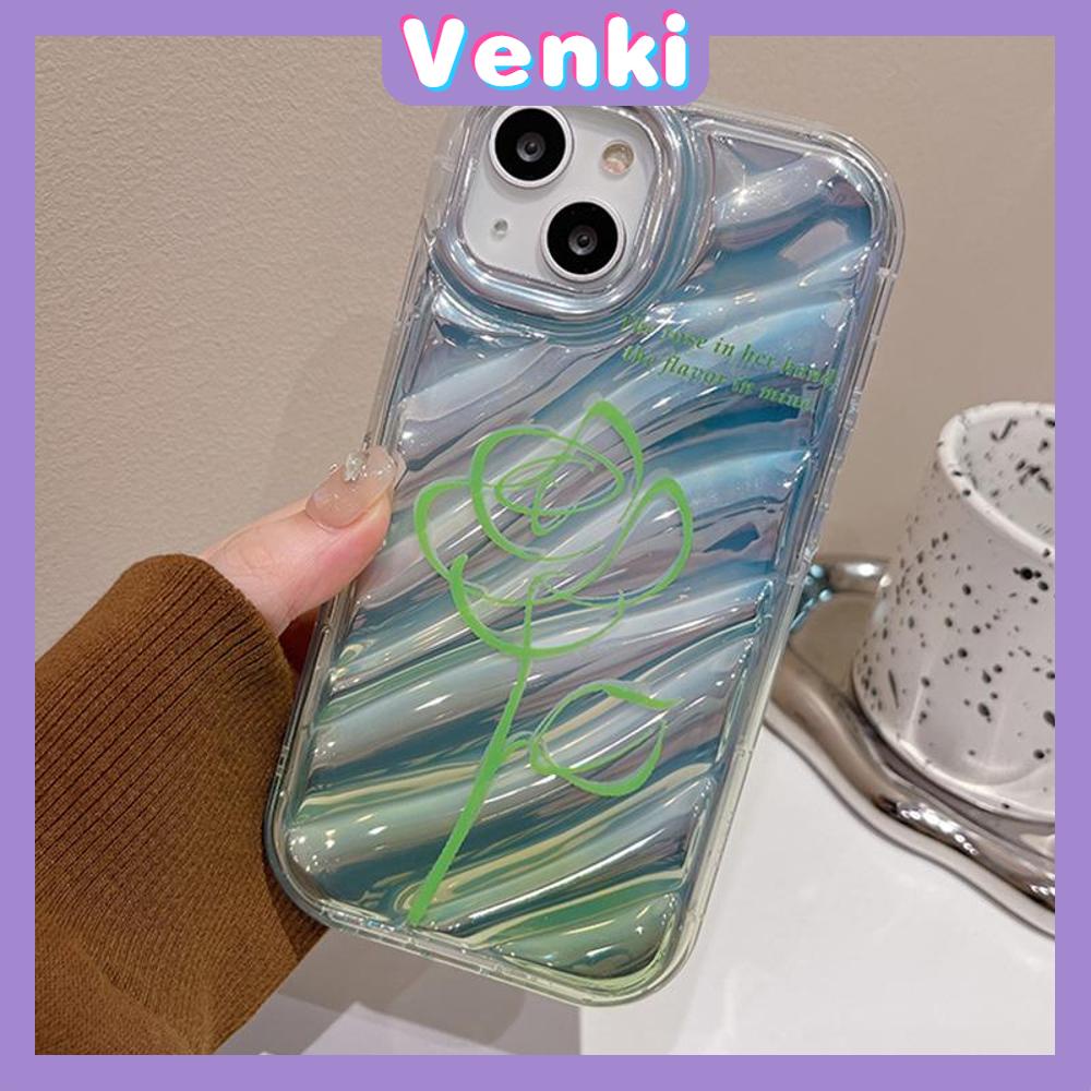 Venki - Untuk Iphone11 iPhone Case Laser Reflektif Bening Casing Ponsel TPU Lembut Shockproof Airbag Phone Case Simple Flower Kompatibel Dengan Iphone14 13 Pro Max 12 Pro Max XR 7 8Plus