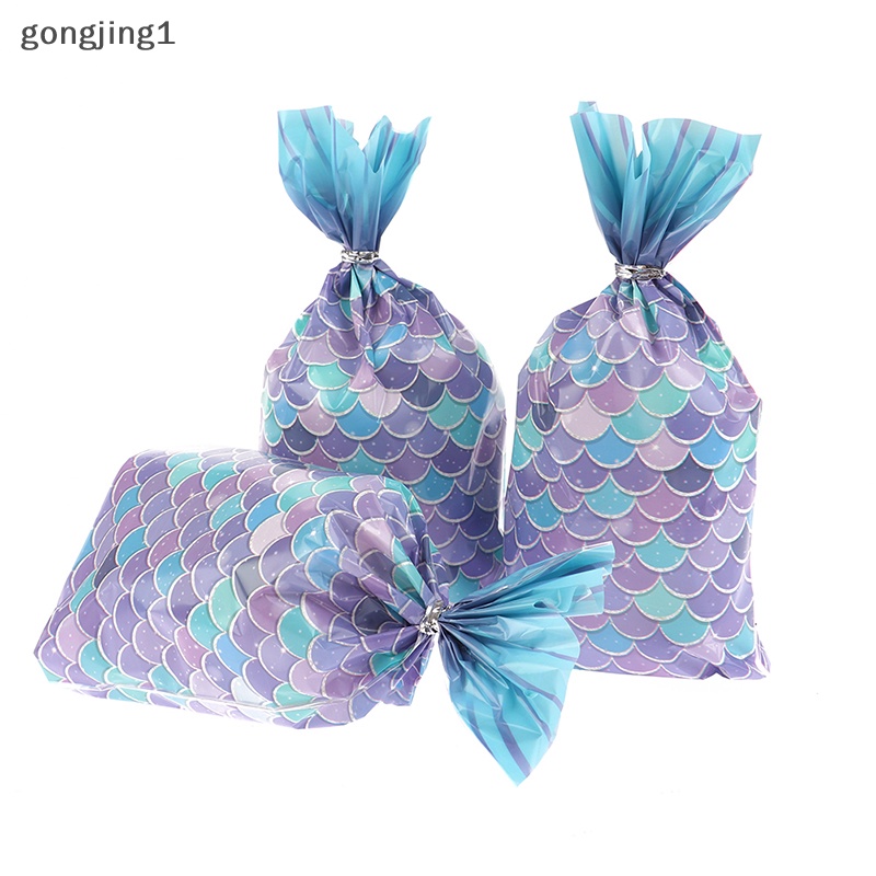 Ggg 50Pcs Tas Bingkisan Plastik Mermaid Dengan Dasi Dekorasi Pesta Ulang Tahun Anak ID