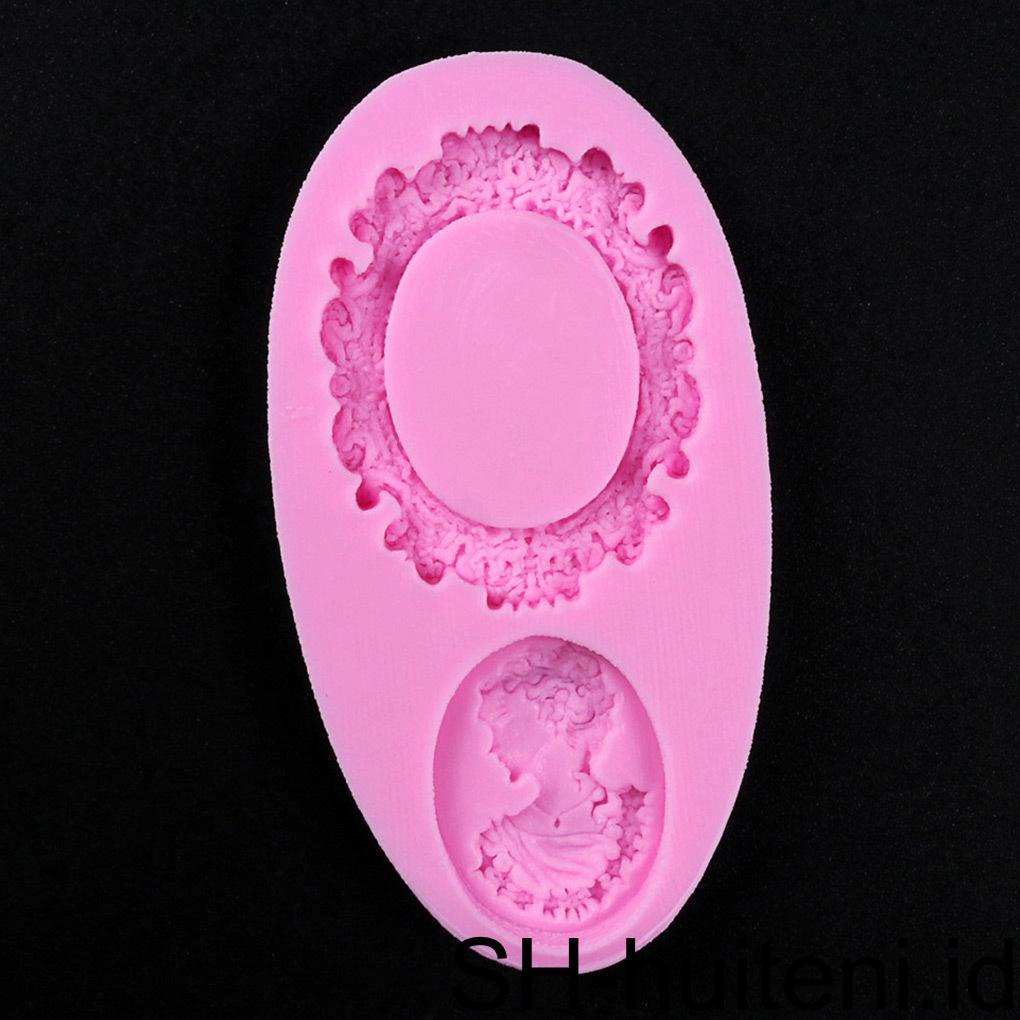 Cameo Fondant Cetakan Bentuk Oval Silikon Bakeware Cermin Alat Dekorasi Kue Gaya Klasik Cetakan Coklat Gadget Dapur
