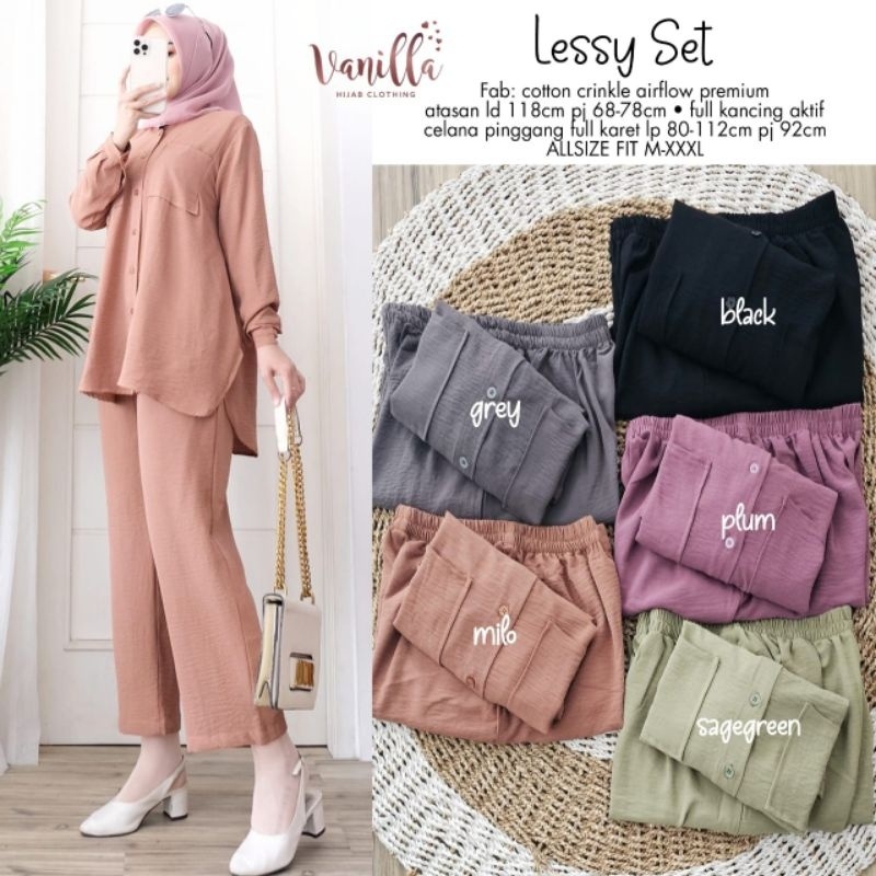 LESSY SET ORI VANILLA | Crinkle Airflow Premium