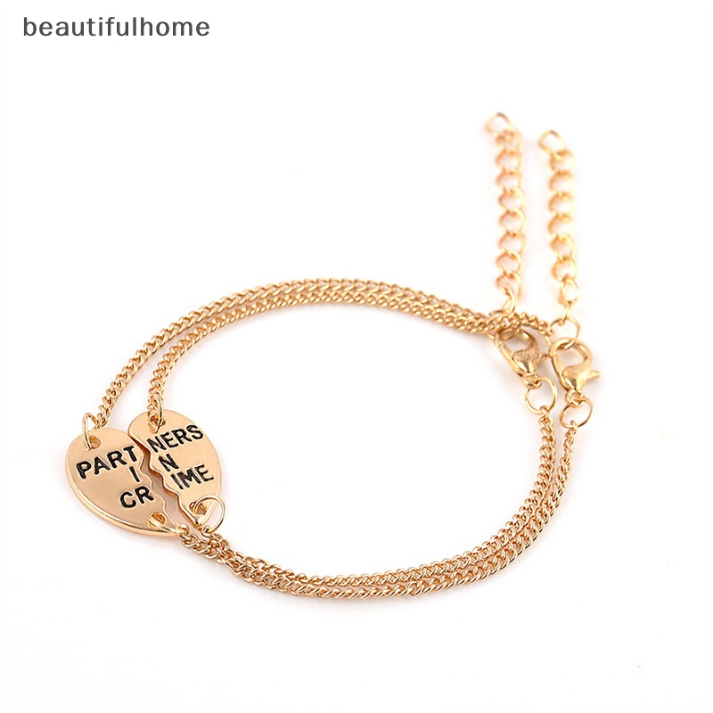 {beautifulhome} 2pcs Set Gelang Liontin Hati Split Best Friends Forever Untuk Hadiah Persahabatan.