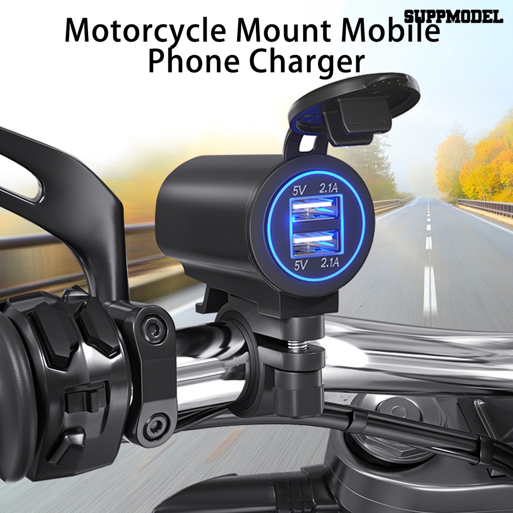 [SM]1 Set 4.2A Charger Motor Dengan Penutup Dual Aperture Fast Charging 2port USB Charger Handphone Perlengkapan Moto