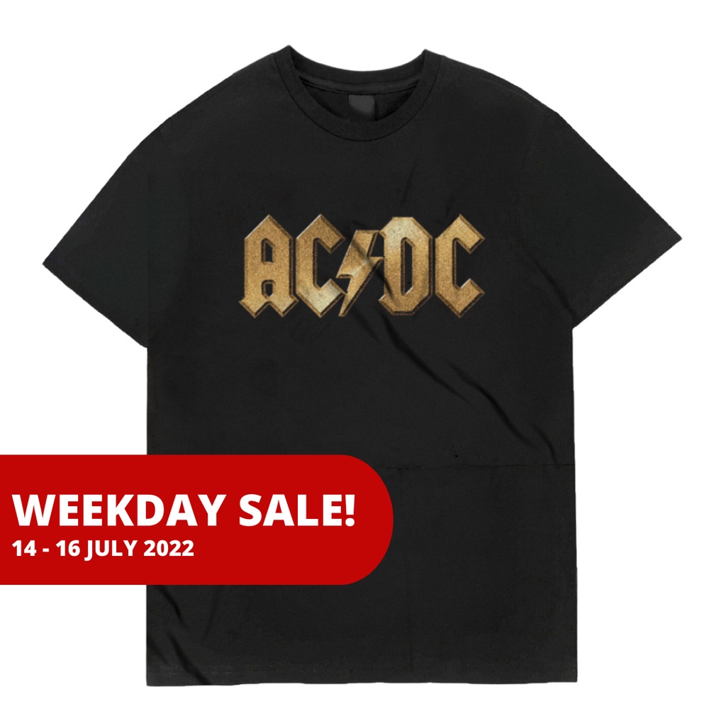 MURDER INK CLOTH - KAOS BAND ACDC GOLD LOGO NSA PREMIUM KAOS BAND BIG SIZE METAL INDIE | KAOS BAND M