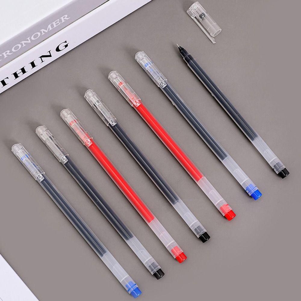 Populer 10PCS Gel Pen Alat Tulis Hadiah Siswa Ujung Jarum Hitam/Biru/Merah Tinta 0.5mm Pena Netral Sederhana Untuk Kantor Sekolah