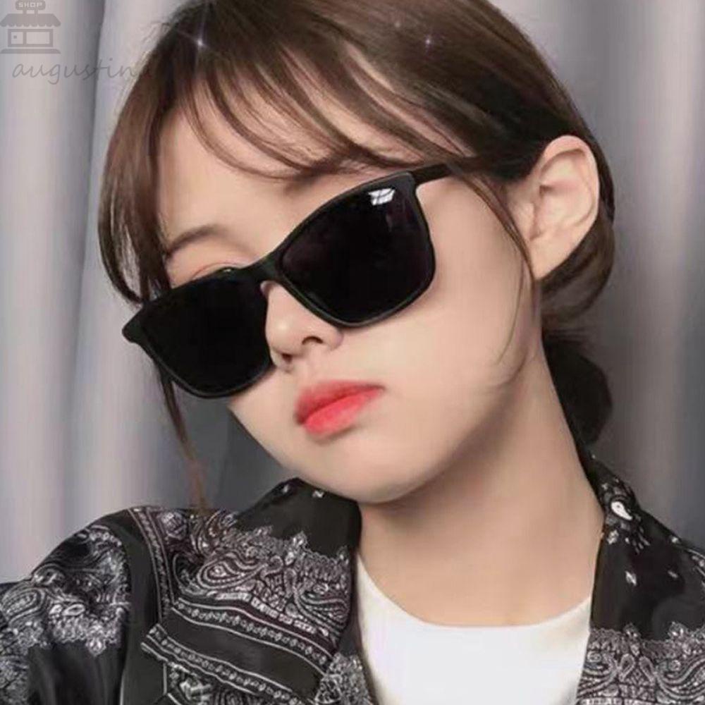 Agustinina Kacamata Hitam Persegi Korea Vintage Vision Care Travel UV400 Wanita Eyewear