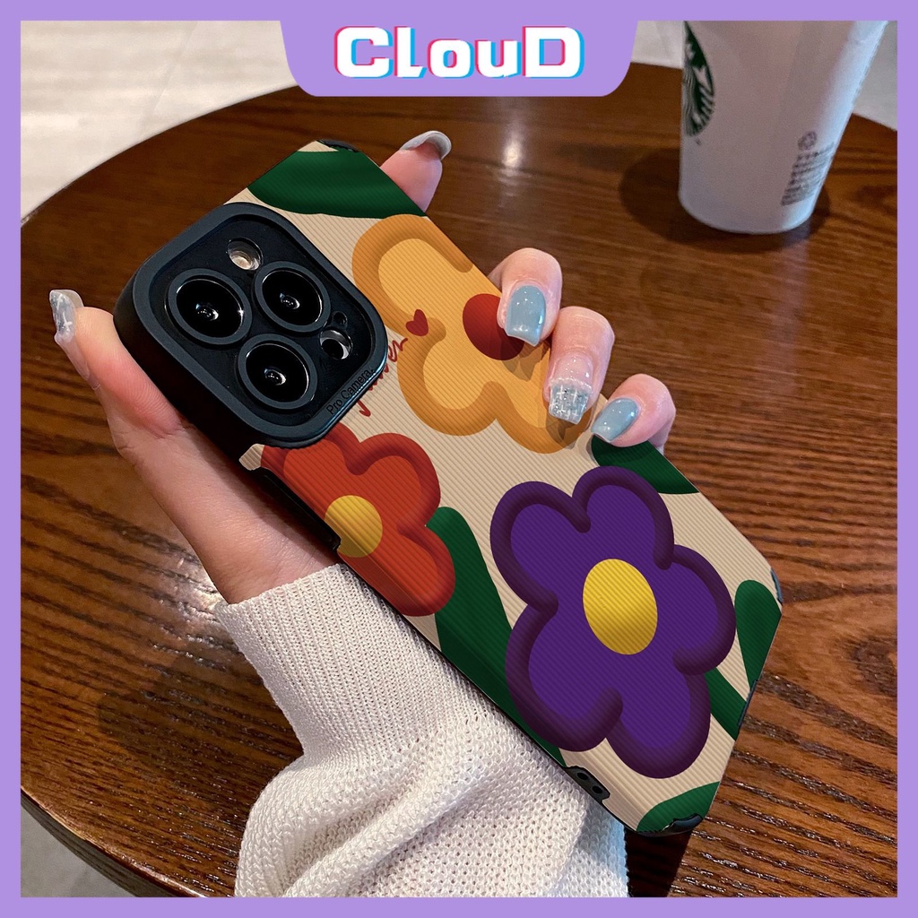 Musim Panas Segar Floral Mewah Tekstur Kulit Case Kompatibel Untuk IPhone 7plus7 8 Plus X XS Max11 13 12 14 Pro Max XR Lukisan Minyak Flowers Telepon Shockproof Soft Cover
