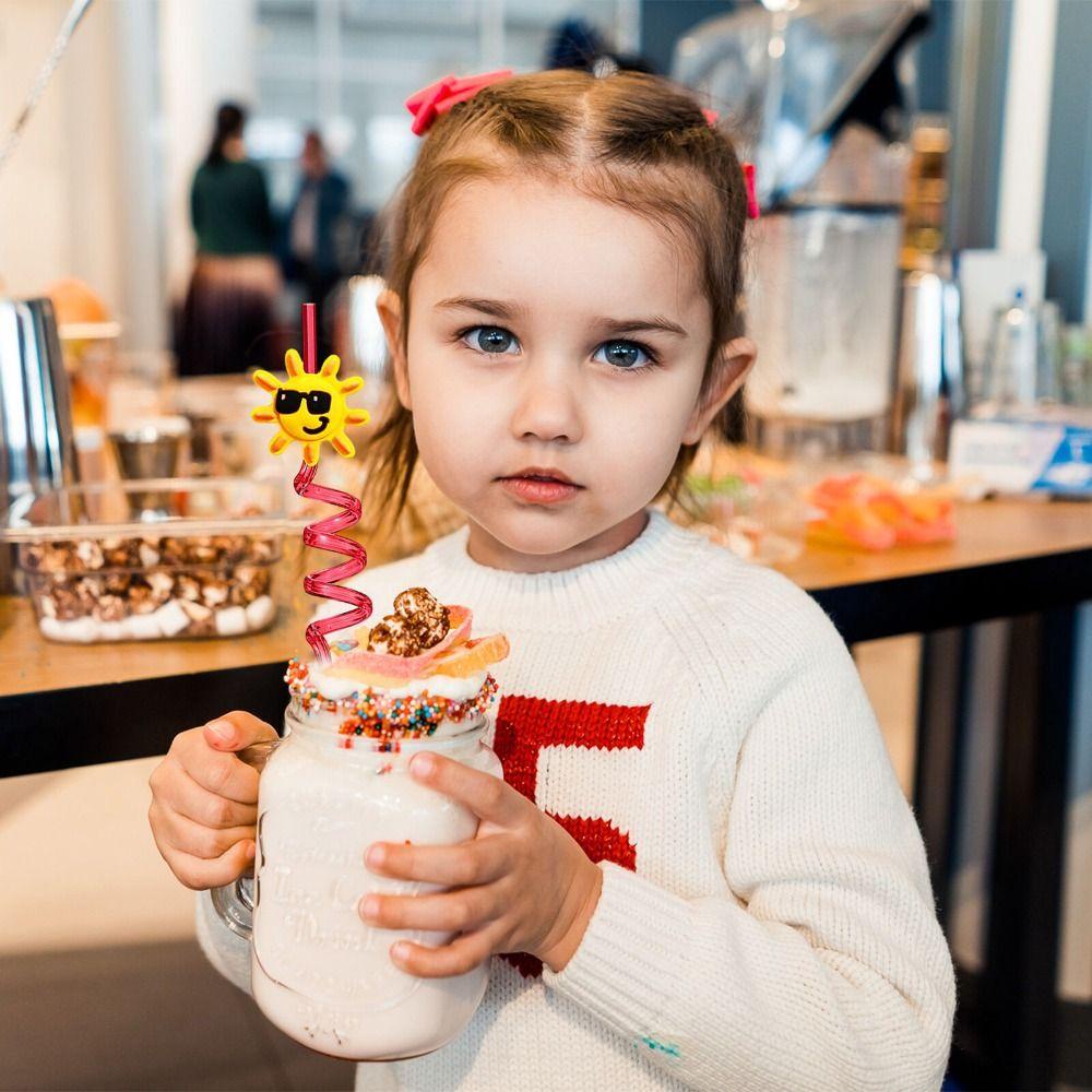 R-FLOWER 8pcs Sedotan Minum Anak Musim Panas Pantai Cocktail Perlengkapan Pesta Warna-Warni Straw