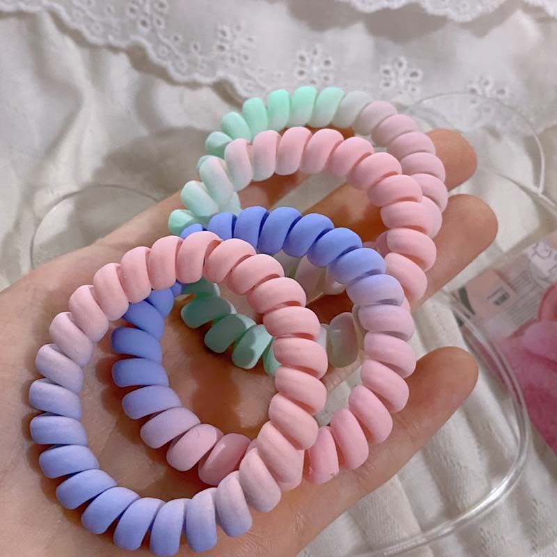 Hiasan kepala tali karet band gradien kabel telepon elastis berwarna barang import dengan harga grosir bahan berkualitas import harga grosir bisa cod
