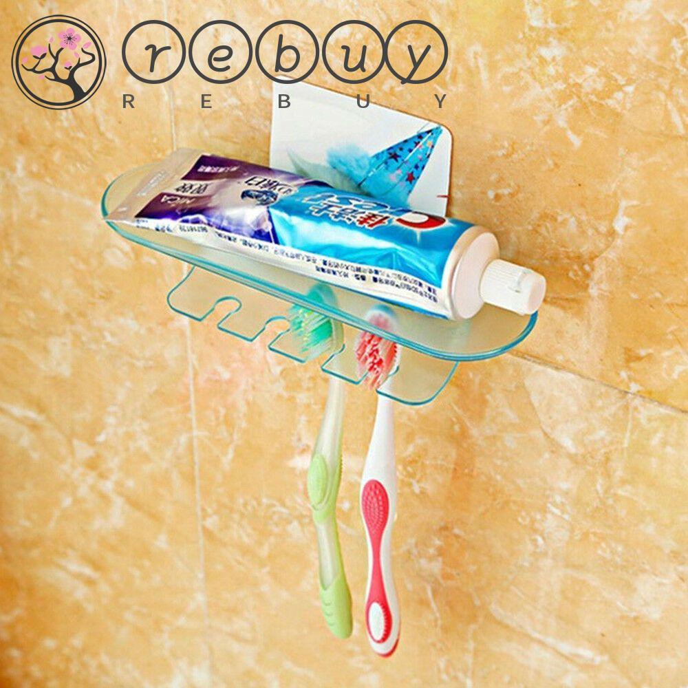 Rebuy Toothbrush Holder Self-adhesive Tools Rak Odol Organizer Alat Cukur Aksesoris Kamar Mandi