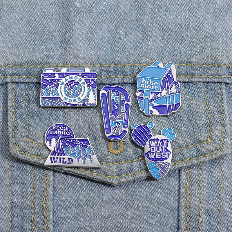 Keep Nature Enamel Liar Pin Bros Kreatif Gunung Kaktus Kamera Bros Kerah Lencana Perjalanan Luar Ruangan Perhiasan Hadiah