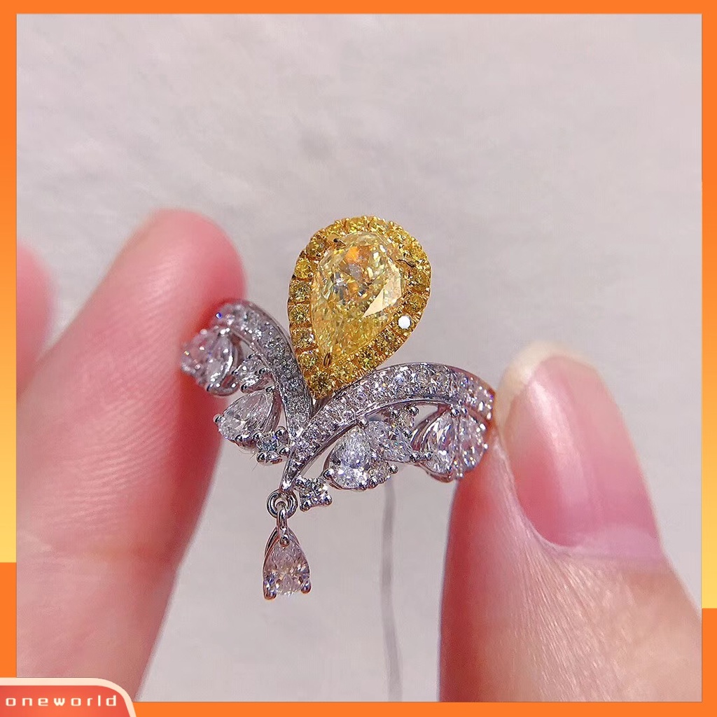 [ONR] Berlian Karbon Tinggi Impor Di Mahkota love crown rings Mewah Dan Briliant Seiko Berlian Kuning Cincin Mulut Hidup