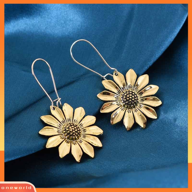 [ONR] Gaya Liburan Bohemian Baru retro Tiga Dimensi Bunga Matahari Anting Emas Kuno Bunga Matahari daisy earrings