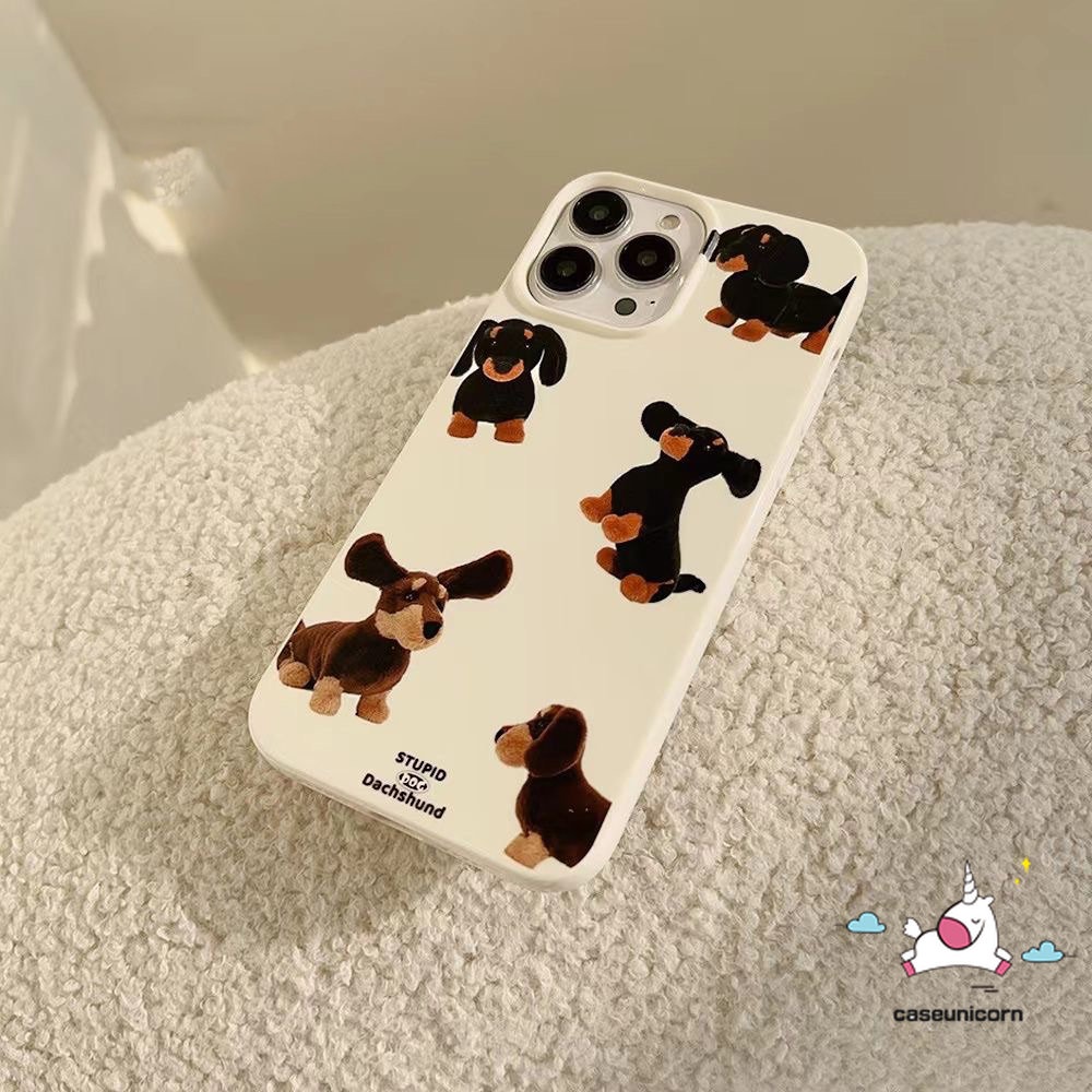 IPHONE Fashion Gaya Korea Kartun Anjing Lucu Doodle Tag Case Kompatibel Untuk Iphone11 13 XR X14 12 Pro Max 7 8 Plus XS Max SE 2020 Glossy Shockproof Kartun Kacamata Hitam Anjing Keren Soft Case