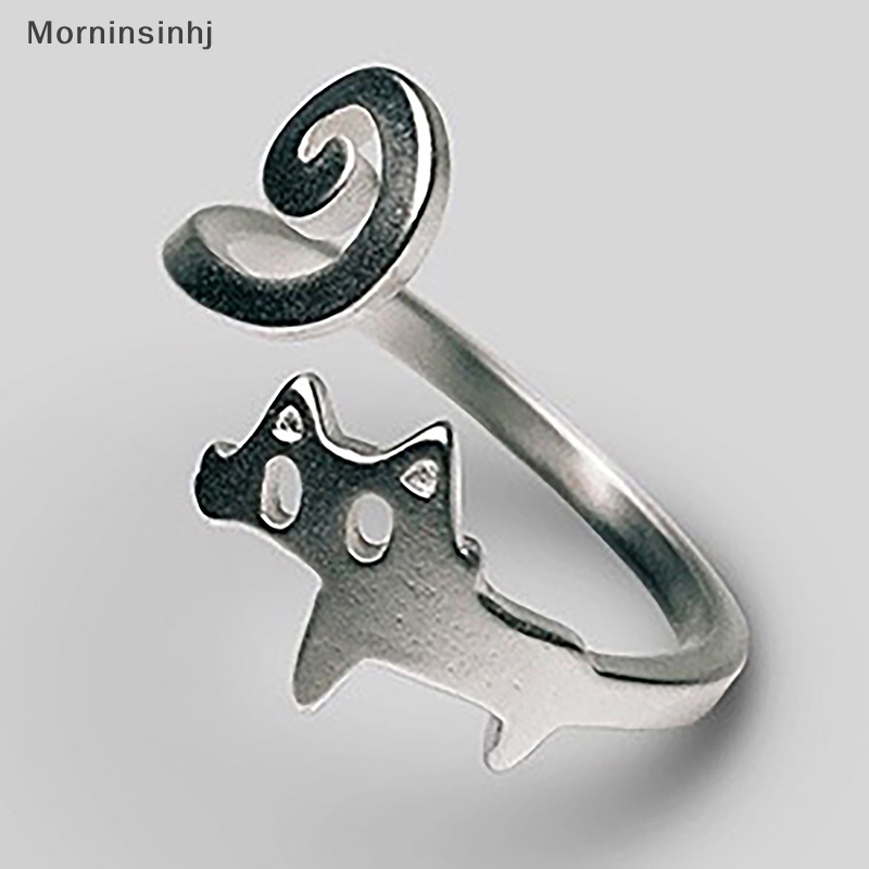 Mornin Cincin Jari Kucing Lucu Warna Silver Pembukaan Cincin Adjustable Untuk Wanita Gadis Ins Gaya Kesederhanaan Kepribadian Perhiasan Pesona Hadiah id