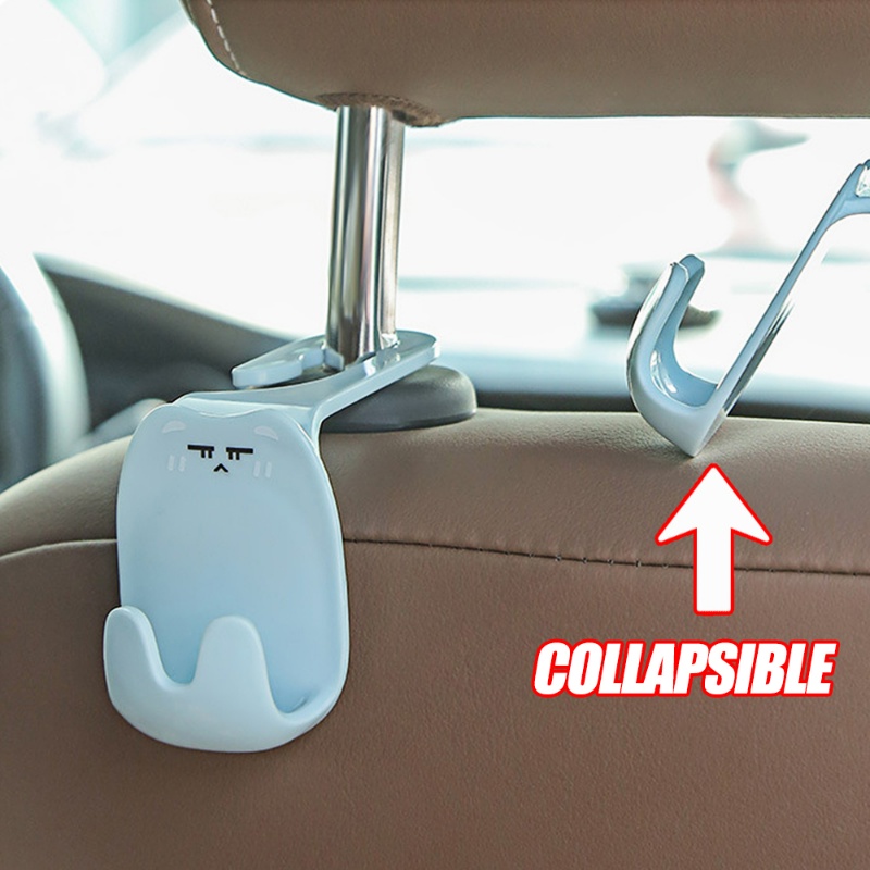 2pcs Universal Car Cartoon Hooks/ Lovely Double-Hook Tas Dompet Kain Gantungan Kursi/ Gantungan Kunci Hook Gantung Aksesoris Mobil