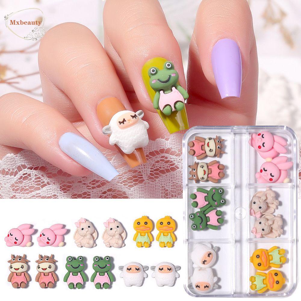 MXBEAUTY Charms Paku Lucu DIY Hiasan Kuku Desain Fashion Hewan Kelinci 3D Dekorasi Kuku