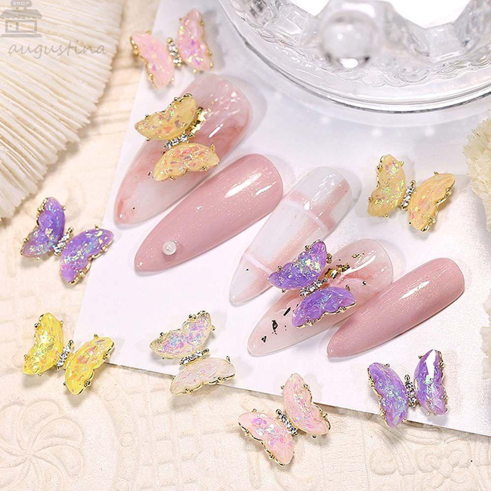 AUGUSTINA Agustina Kupu-Kupu Kuku Berlian Buatan Mewah Fashion Manicure Nail Art Ornamen Aksesoris Kuku Kristal Nail Art Perhiasan