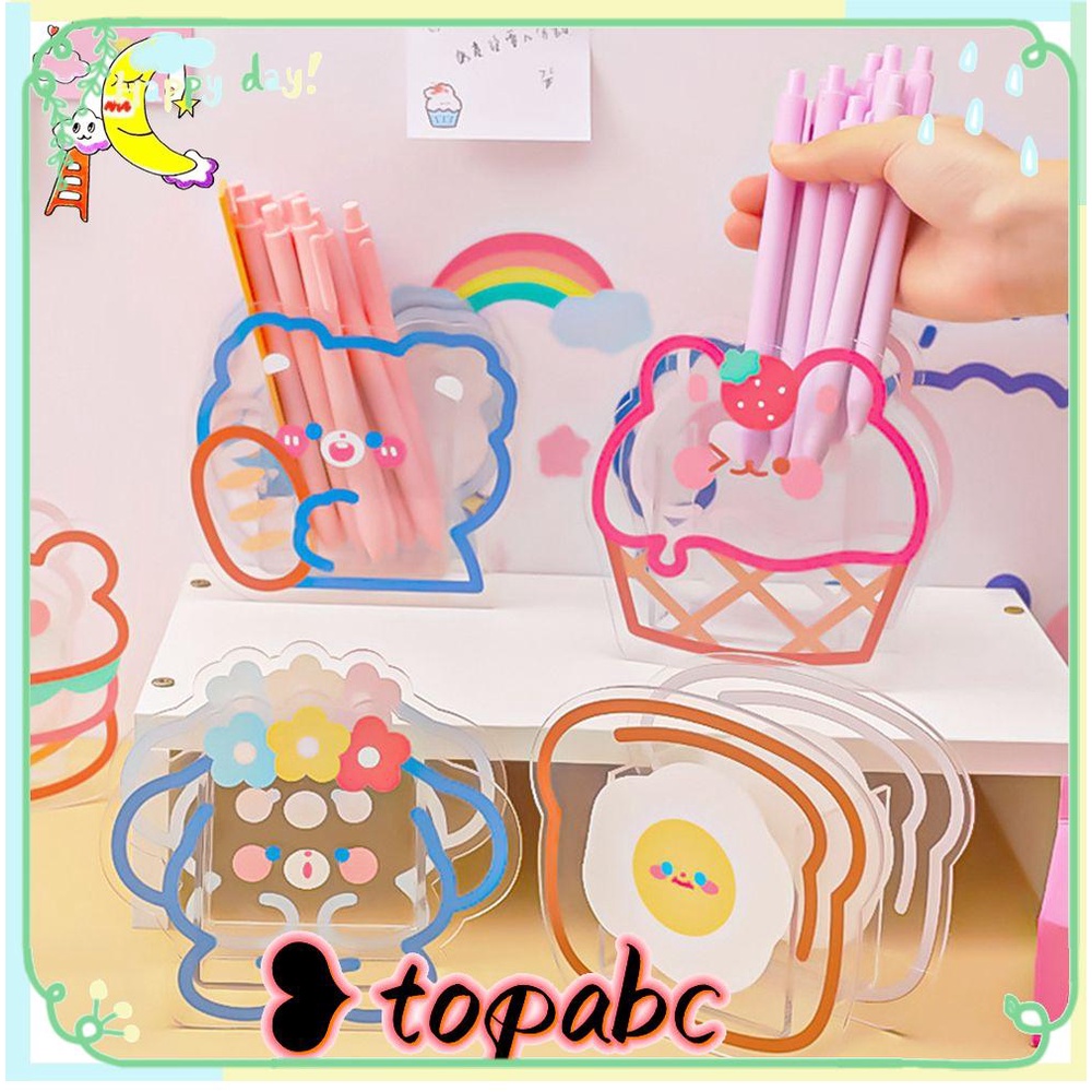 TOP Tempat Pulpen Akrilik Kawaii Bunny Alat Tulis Kantor Kreatif Kosmetik Storage Desktop Organizer