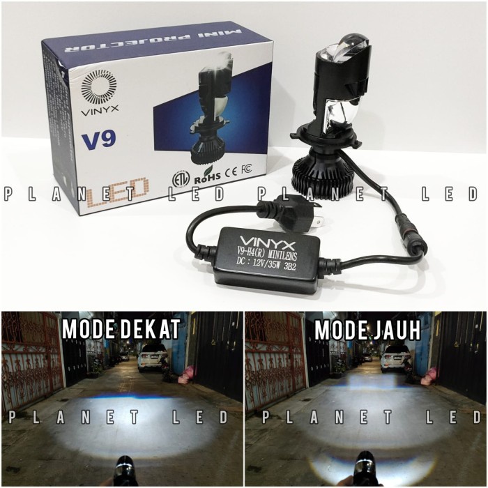 Lampu Utama LED H4 Vinyx V9 Mini Projector Cut Off RHD Mini Biled