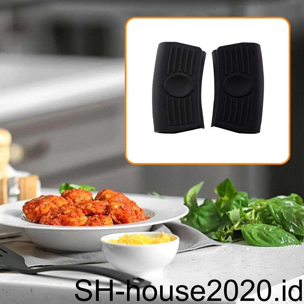2buah Pegangan Panci Holder Cover Lengan Isolasi Case Tahan Panas Tebal Klip Silikon Warna Solid Simple Untuk Digunakan Di Rumah