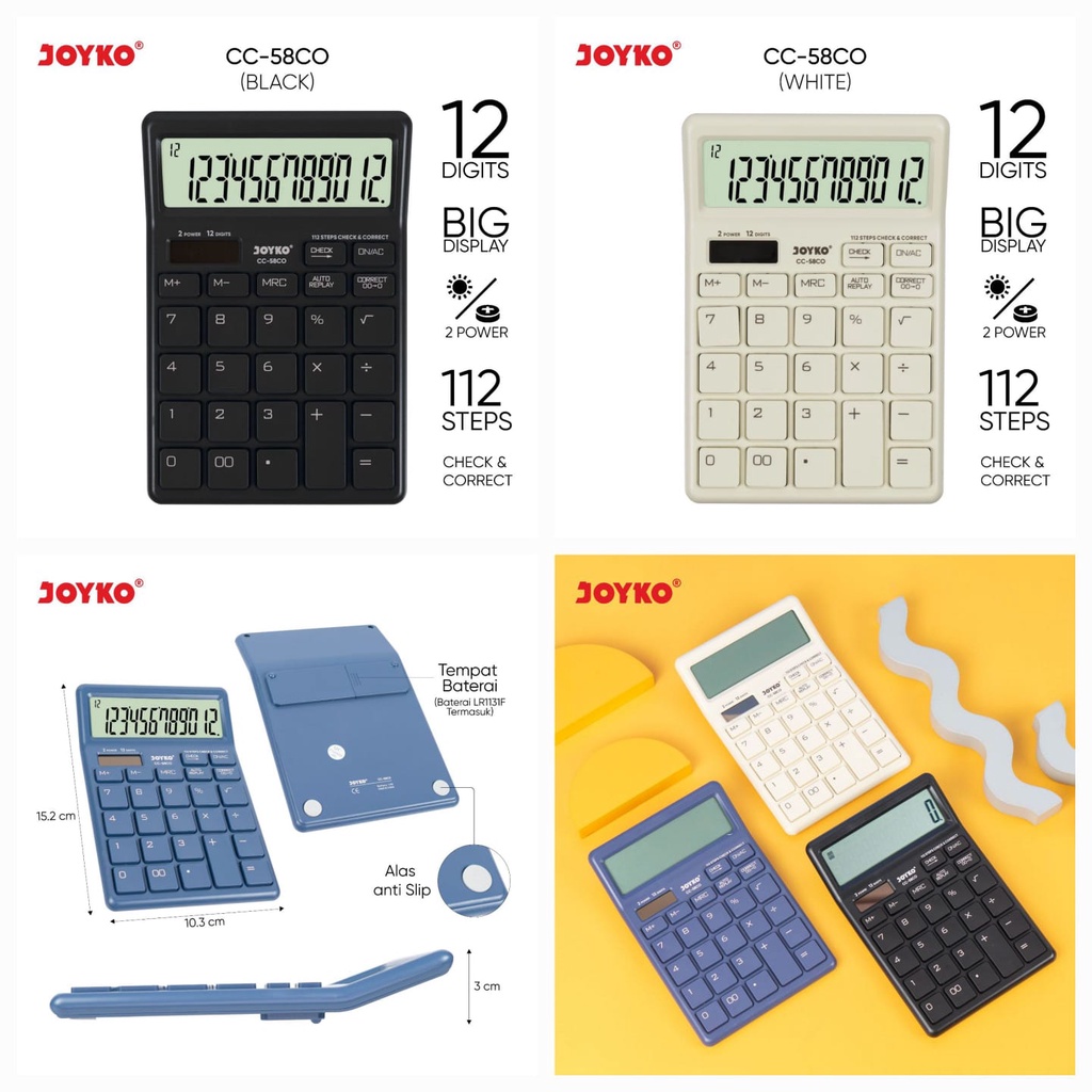 

Calculator Kalkulator Joyko CC-58co 12 Digits Check Correct