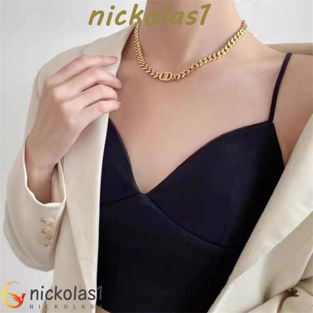 NICKOLAS1 Korea Style Kalung Geometris Indah Mewah Punk Huruf DD Perhiasan Hadiah Logam Rantai Klavikula