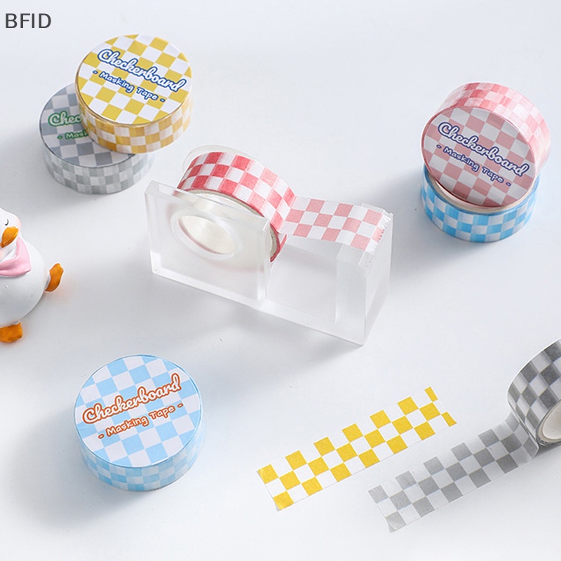 [BFID] 1roll Checkerboard Washi Tape Untuk DIY Jurnal Scrapbooking Diary Planners Perlengkapan Kerajinan Tangan [ID]